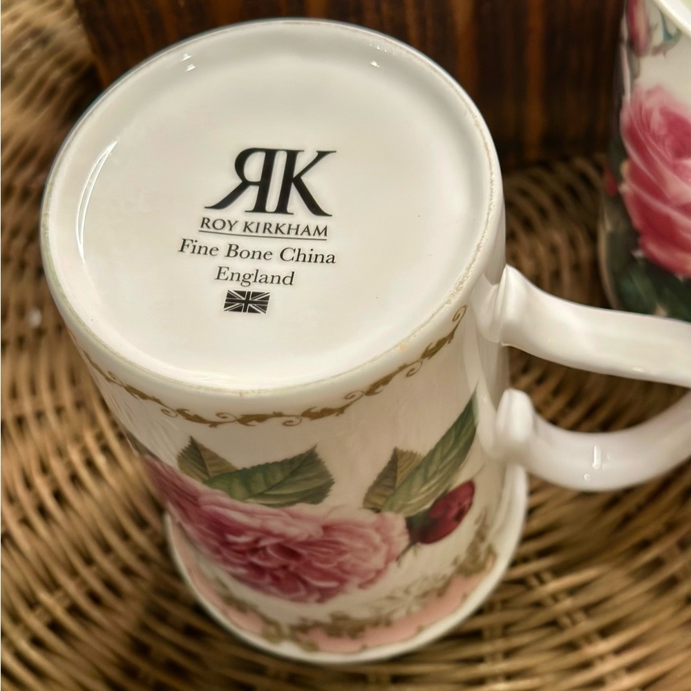 Roy Kirkham Fine Bone China Mugs Rose du Temps Redoute Rose and English Rose - Picture 4 of 13